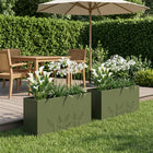 Plantenbak 2 st 100x30x49 cm olijfgroen koudgewalst staal