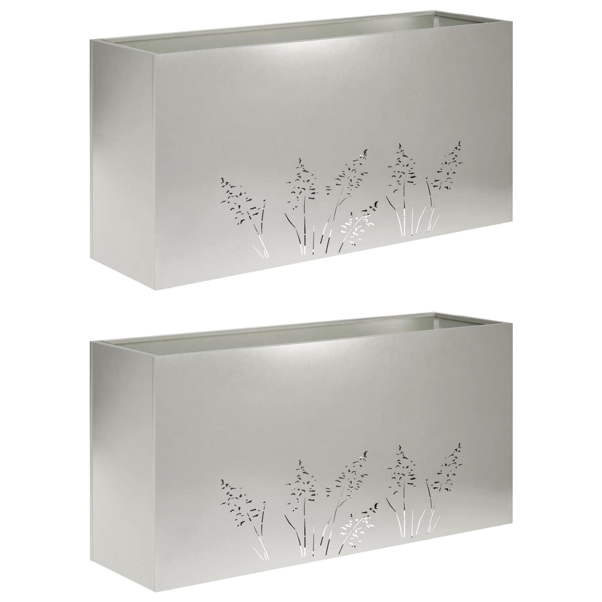 Plantenbak 2 st zilver 100 x 30 x 49 cm Roestvrij staal