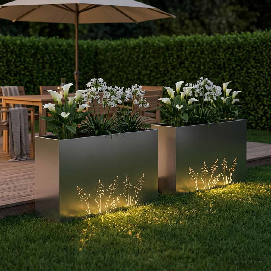 Plantenbak 2 st zilver 100 x 30 x 49 cm Gegalvaniseerd staal