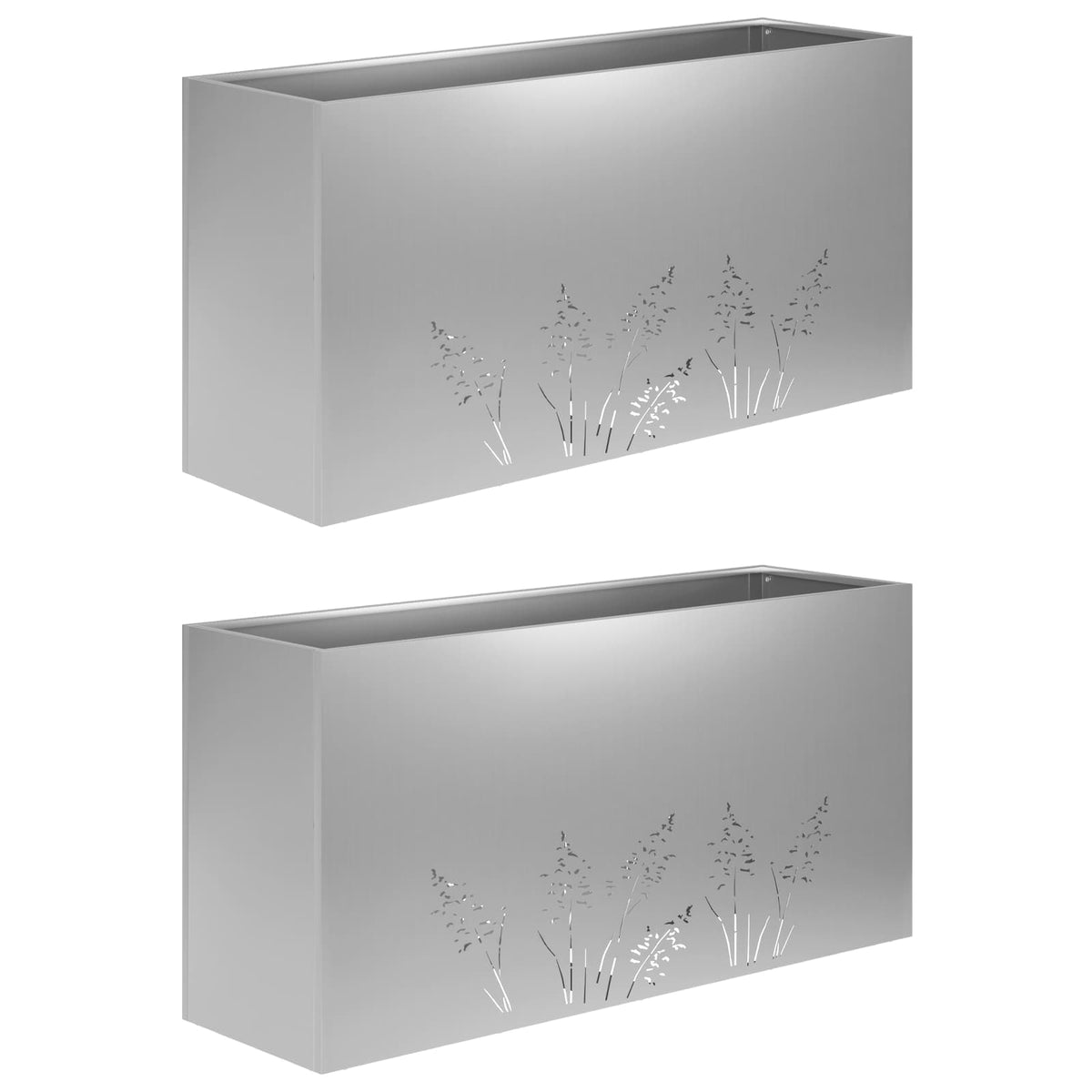 Plantenbak 2 st zilver 100 x 30 x 49 cm Gegalvaniseerd staal