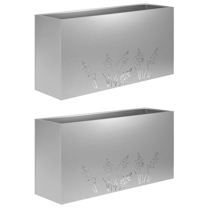 Plantenbak 2 st zilver 100 x 30 x 49 cm Gegalvaniseerd staal