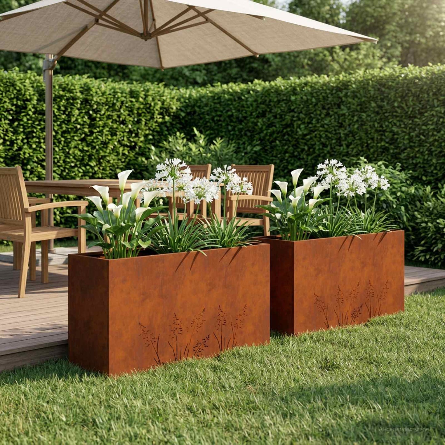 Plantenbak 2 st Roestkleurig 100 x 30 x 49 cm weervast staal