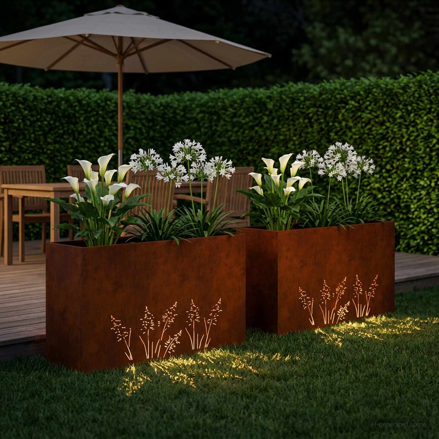 Plantenbak 2 st Roestkleurig 100 x 30 x 49 cm weervast staal