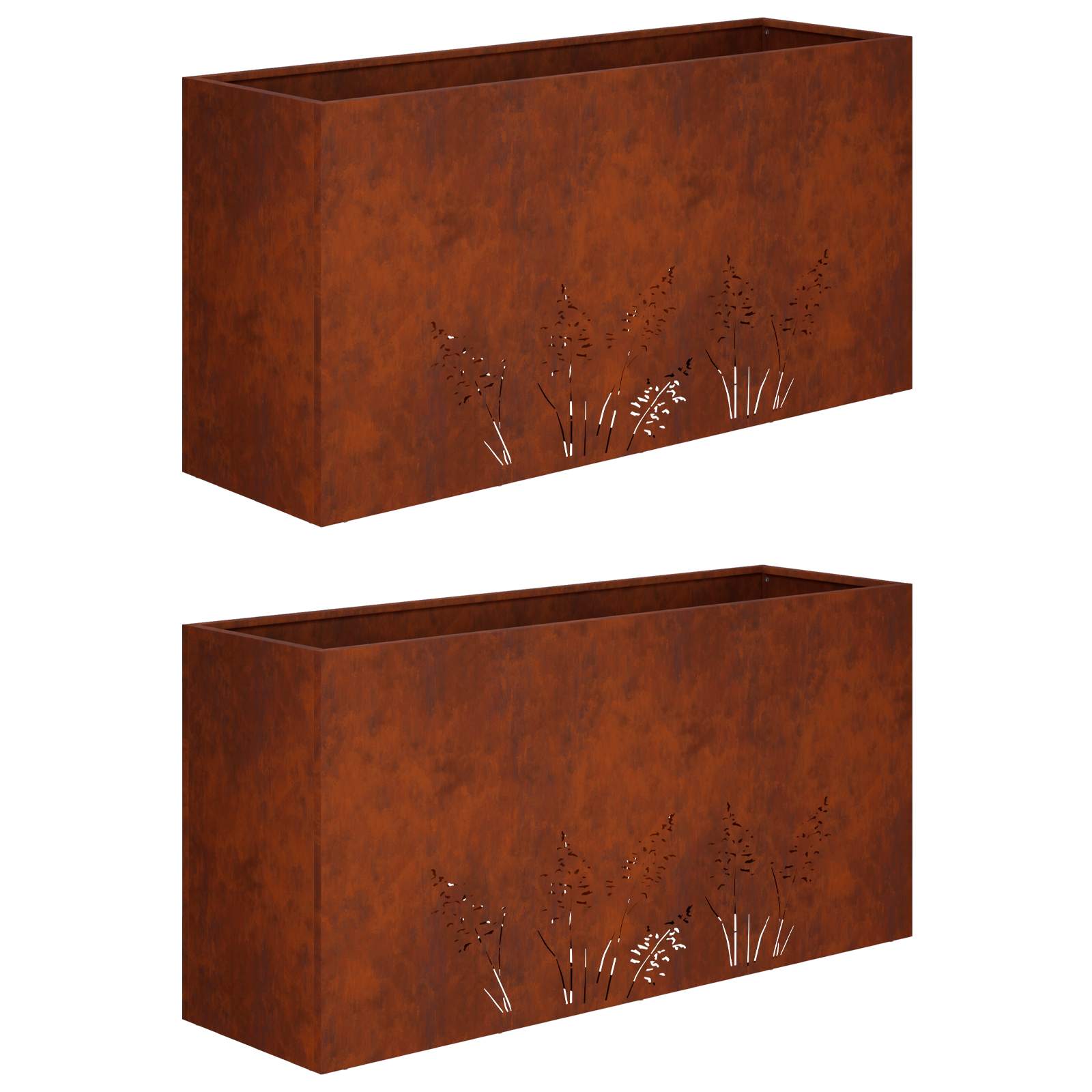 Plantenbak 2 st Roestkleurig 100 x 30 x 49 cm weervast staal