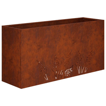 Plantenbak 2 st Roestkleurig 100 x 30 x 49 cm weervast staal