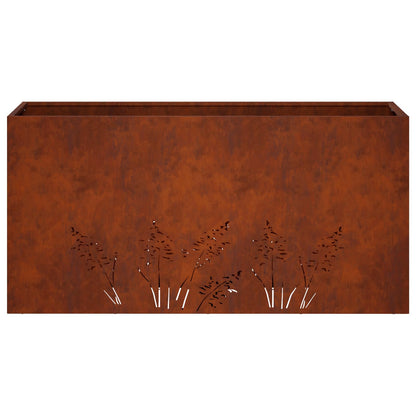 Plantenbak 2 st Roestkleurig 100 x 30 x 49 cm weervast staal