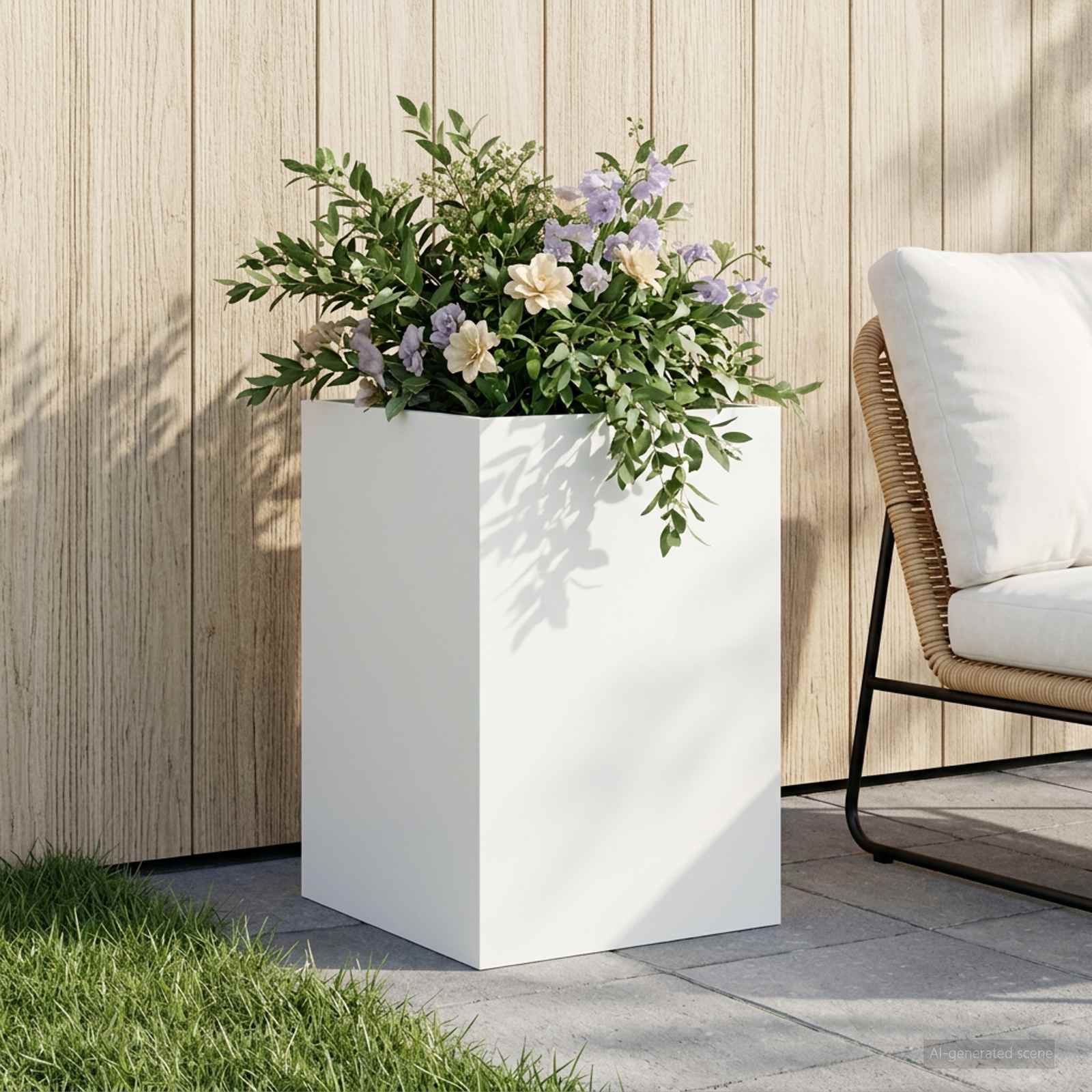 Plantenbak Wit 40 x 40 x 60 cm Koudgewalst staal