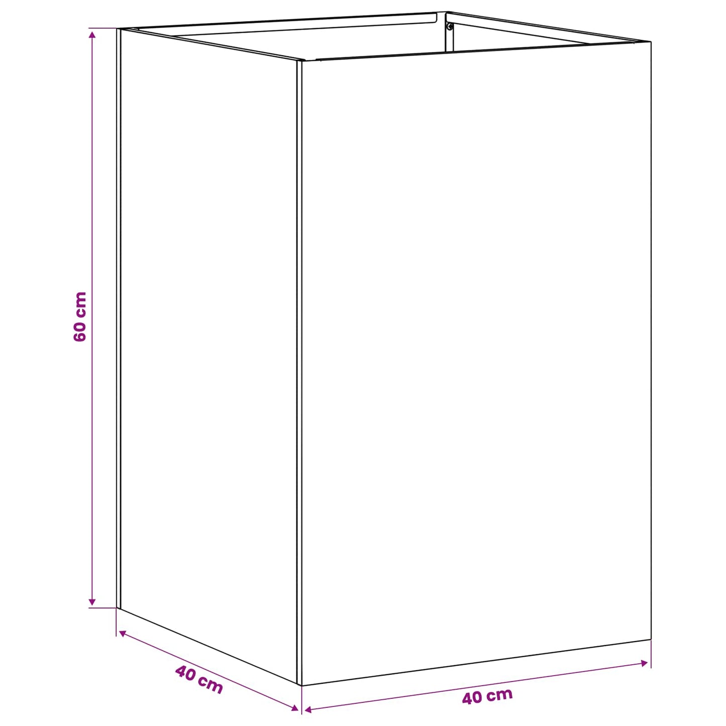 Plantenbak Wit 40 x 40 x 60 cm Koudgewalst staal