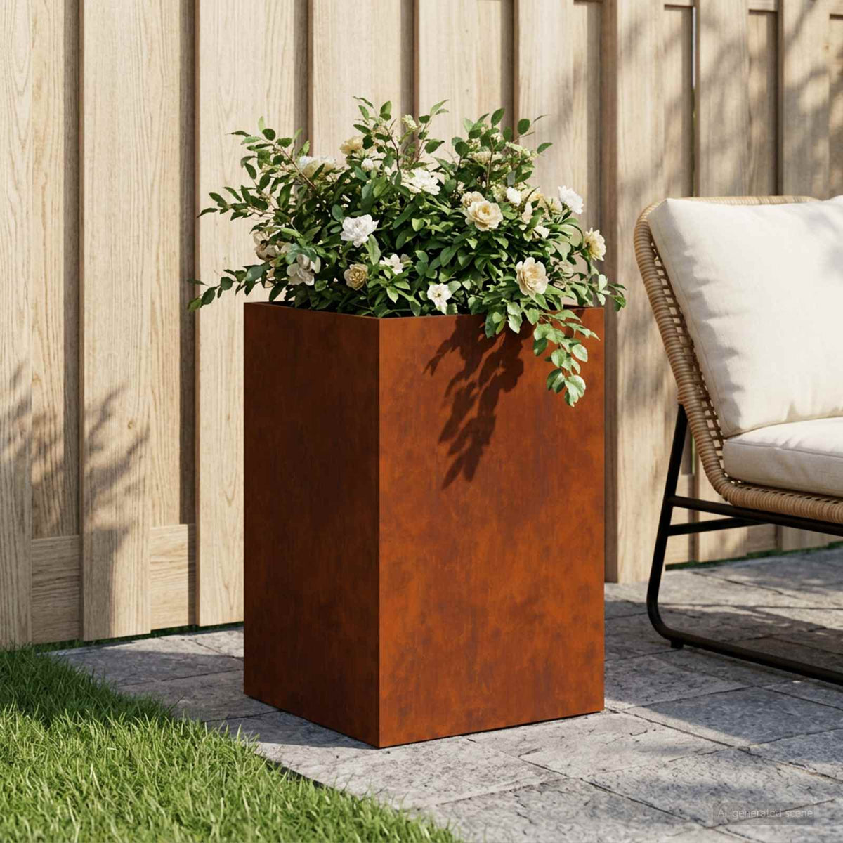 Plantenbak Roestkleurig 40 x 40 x 60 cm weervast staal