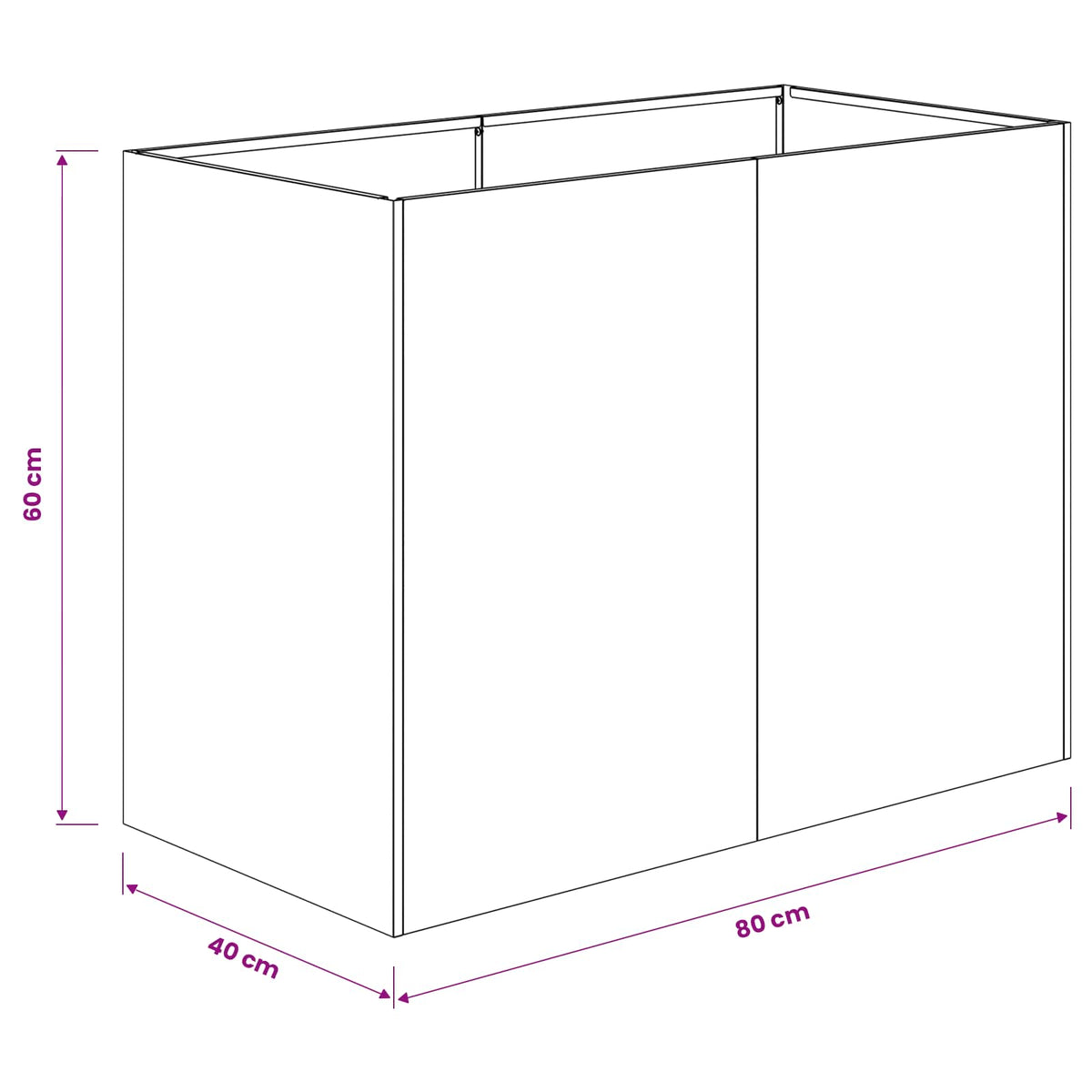 Plantenbak zilver 80 x 40 x 60 cm Roestvrij staal