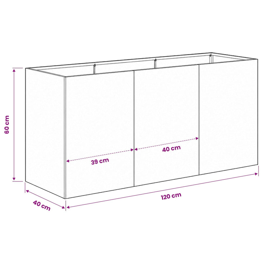 Plantenbak Zwart 120 x 40 x 60 cm Koudgewalst staal