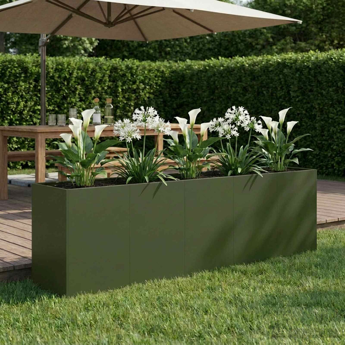 Plantenbak Olijfgroen 200 x 40 x 60 cm Koudgewalst staal