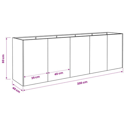 Plantenbak zilver 200 x 40 x 60 cm Roestvrij staal
