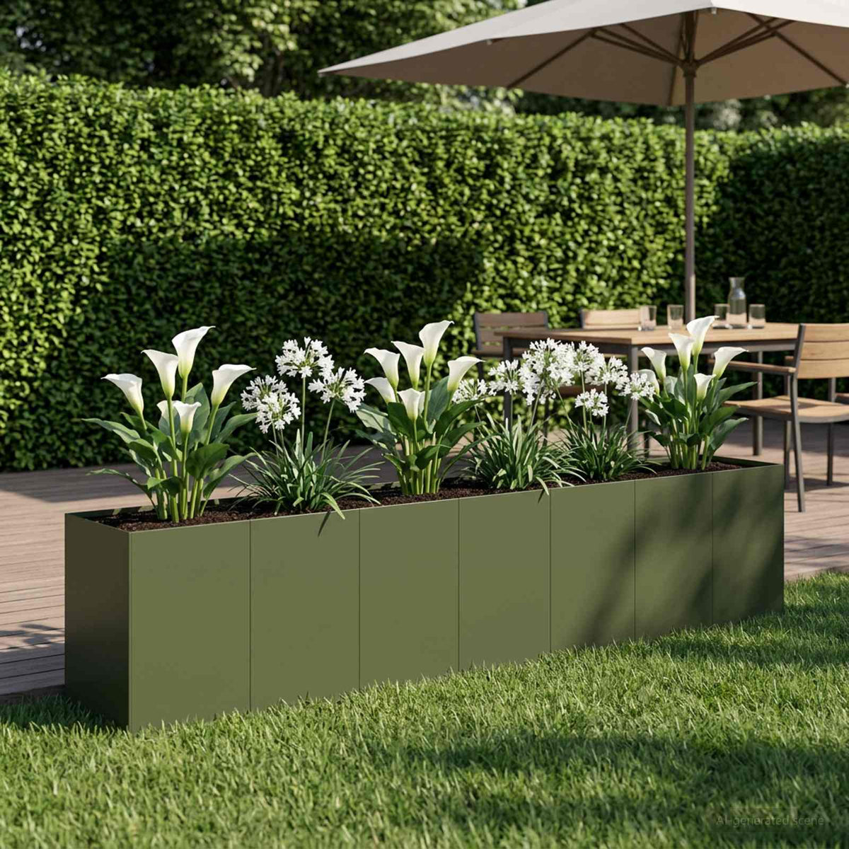 Plantenbak Olijfgroen 280 x 40 x 60 cm Koudgewalst staal