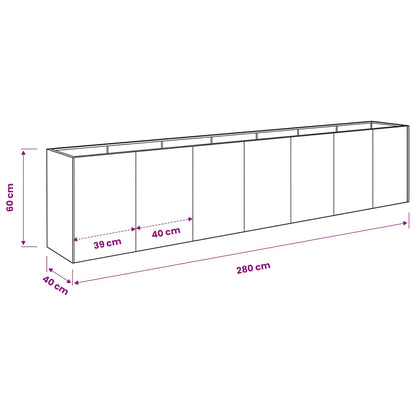 Plantenbak zilver 280 x 40 x 60 cm Roestvrij staal