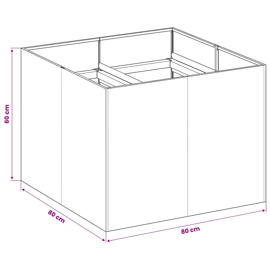 Plantenbak Zwart 80 x 80 x 60 cm Koudgewalst staal