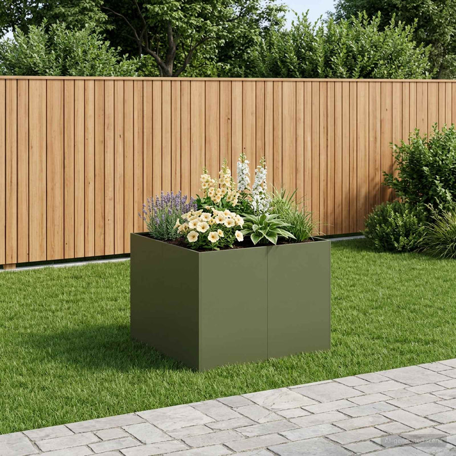 Plantenbak Olijfgroen 80 x 80 x 60 cm Koudgewalst staal