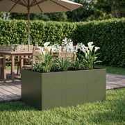 Plantenbak olijfgroen 120x80x60 cm koudgewalst staal