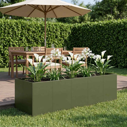 Plantenbak Olijfgroen 200 x 80 x 60 cm Koudgewalst staal