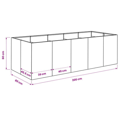Plantenbak Roestkleurig 200 x 80 x 60 cm weervast staal