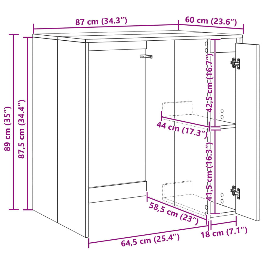 Wasmachinekast met opslag Wit 87 x 60 x 89 cm Bewerkt hout