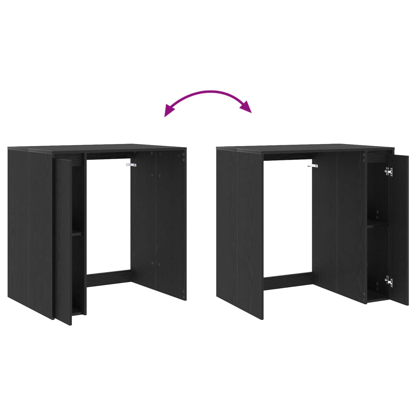 Wasmachinekast Zwart Eiken 87 x 60 x 89 cm Bewerkt hout