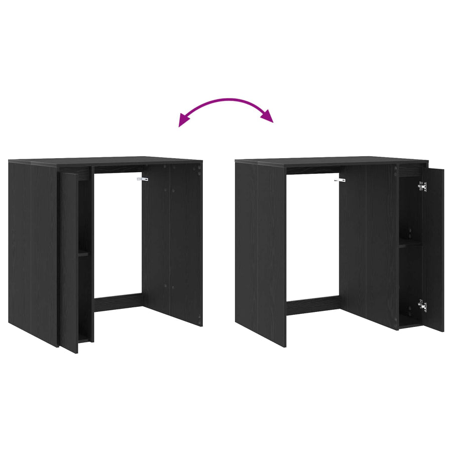 Wasmachinekast Zwart Eiken 87 x 60 x 89 cm Bewerkt hout