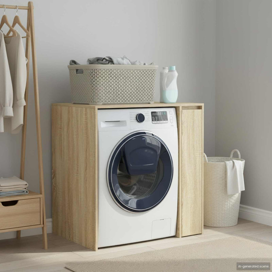 Wasmachinekast met opslag Sonoma 87 x 60 x 89 cm Bewerkt hout
