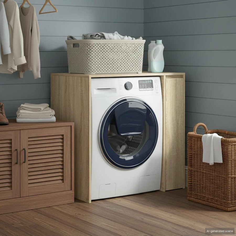 Wasmachinekast met opslag Sonoma 87 x 60 x 89 cm Bewerkt hout