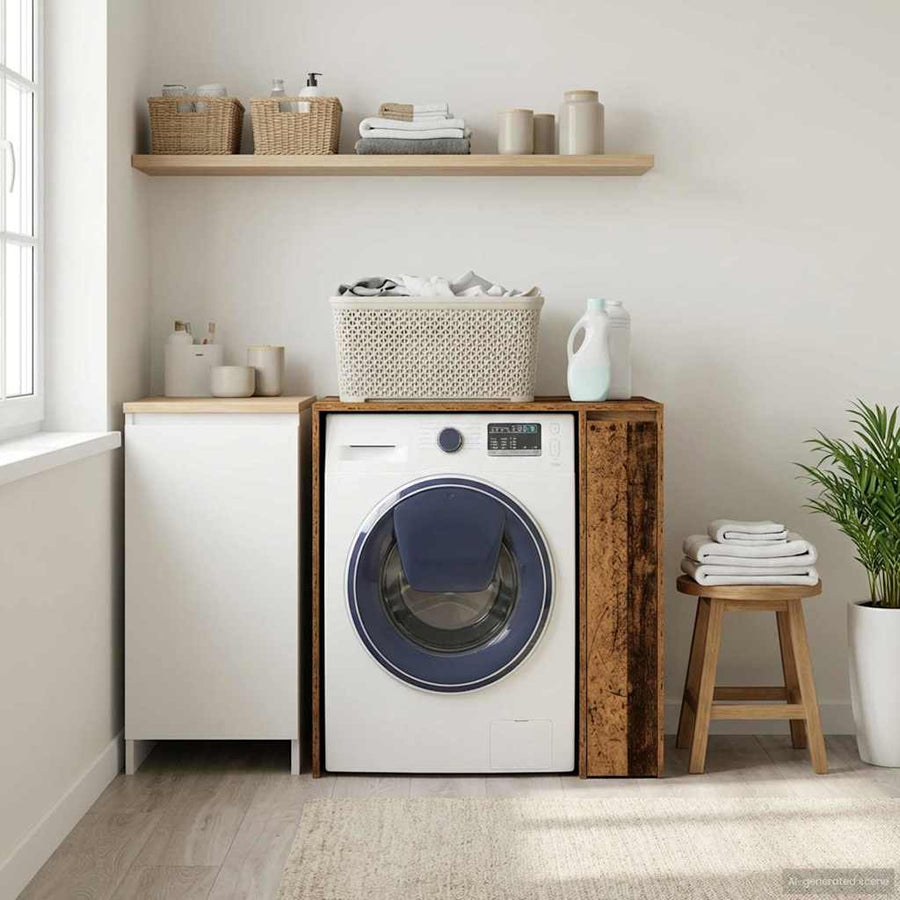 Wasmachinekast met opslag Oudhout 87 x 60 x 89 cm Bewerkt hout