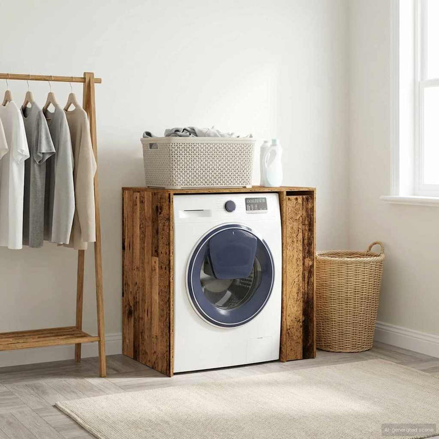 Wasmachinekast met opslag Oudhout 87 x 60 x 89 cm Bewerkt hout
