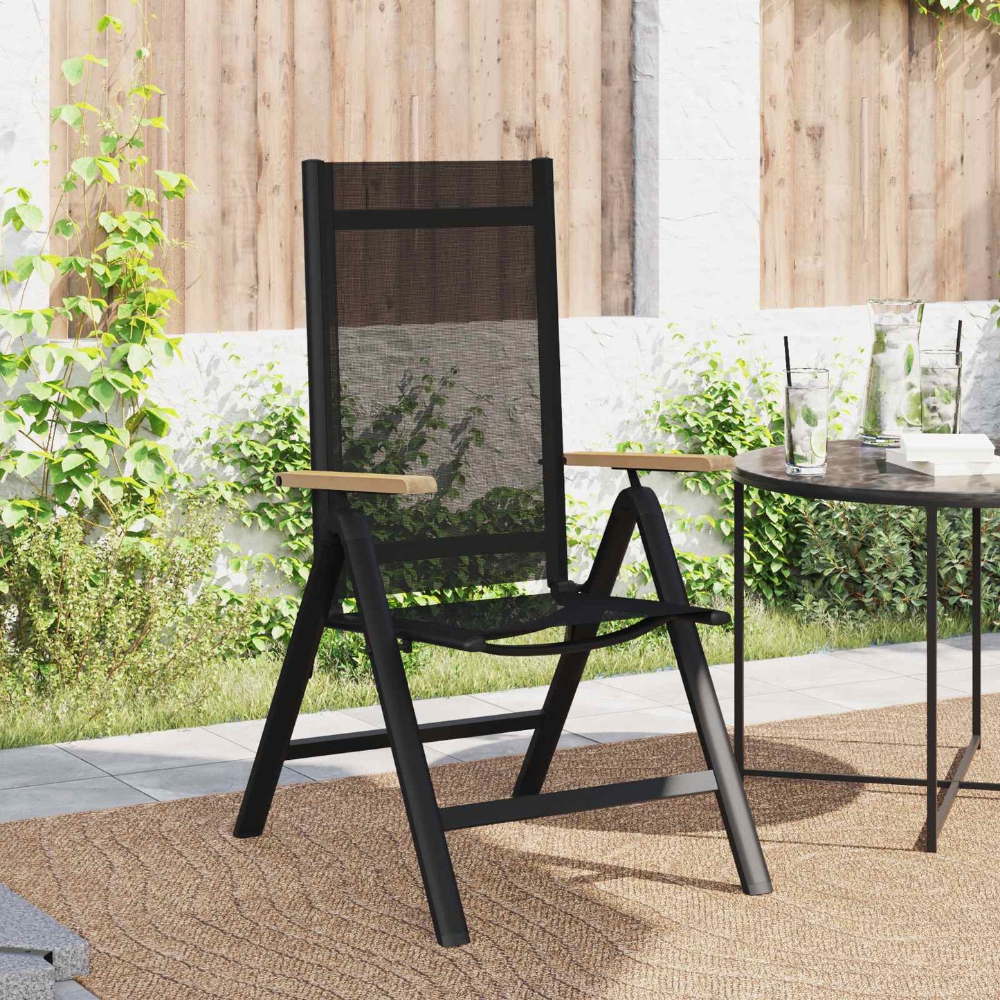 Recliner Tuinstoelen 2 pcs Zwart 58 x 73 x 111,5 cm Textileen