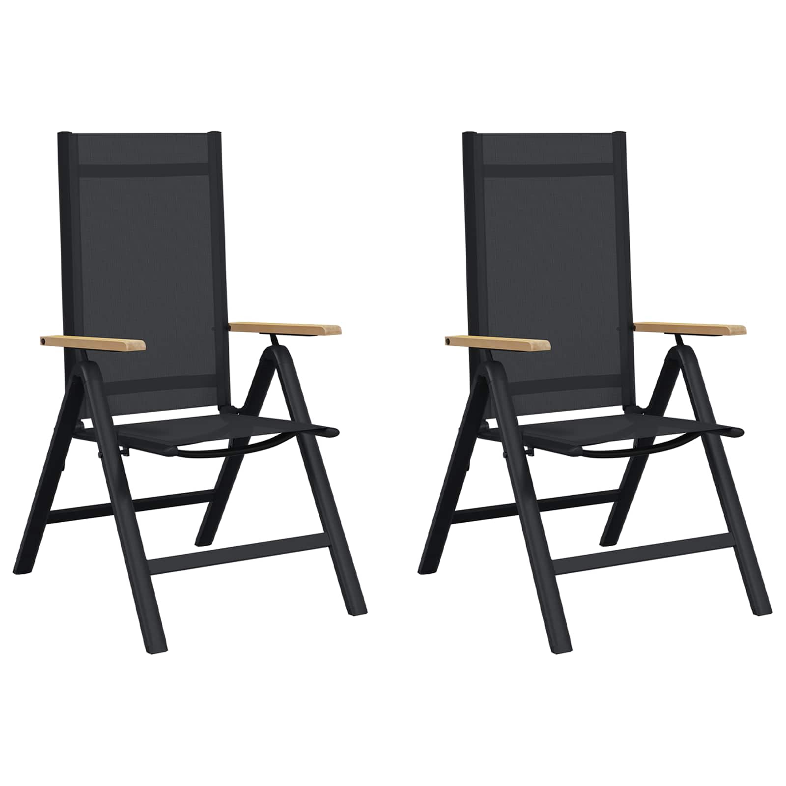 Recliner Tuinstoelen 2 pcs Zwart 58 x 73 x 111,5 cm Textileen