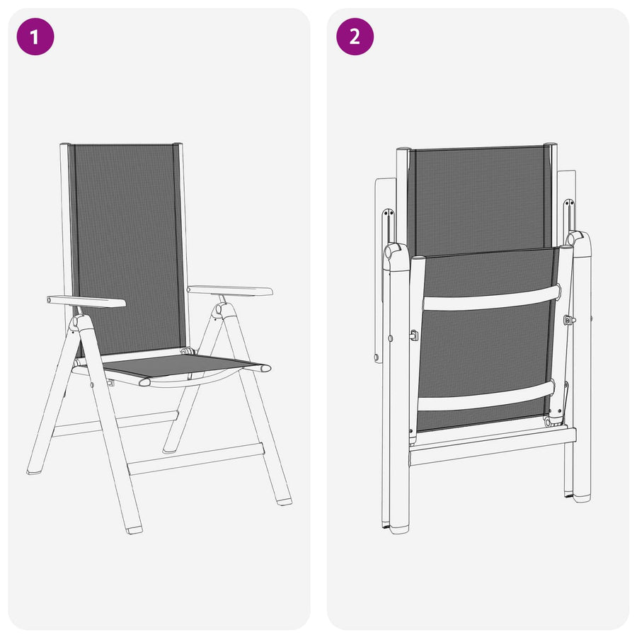 Recliner Tuinstoelen 2 pcs Zwart 58 x 73 x 111,5 cm Textileen