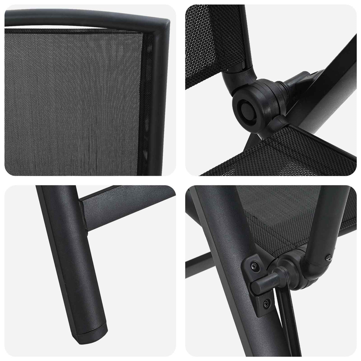 Recliner Tuinstoelen 2 pcs Zwart 58 x 71 x 112 cm Textileen