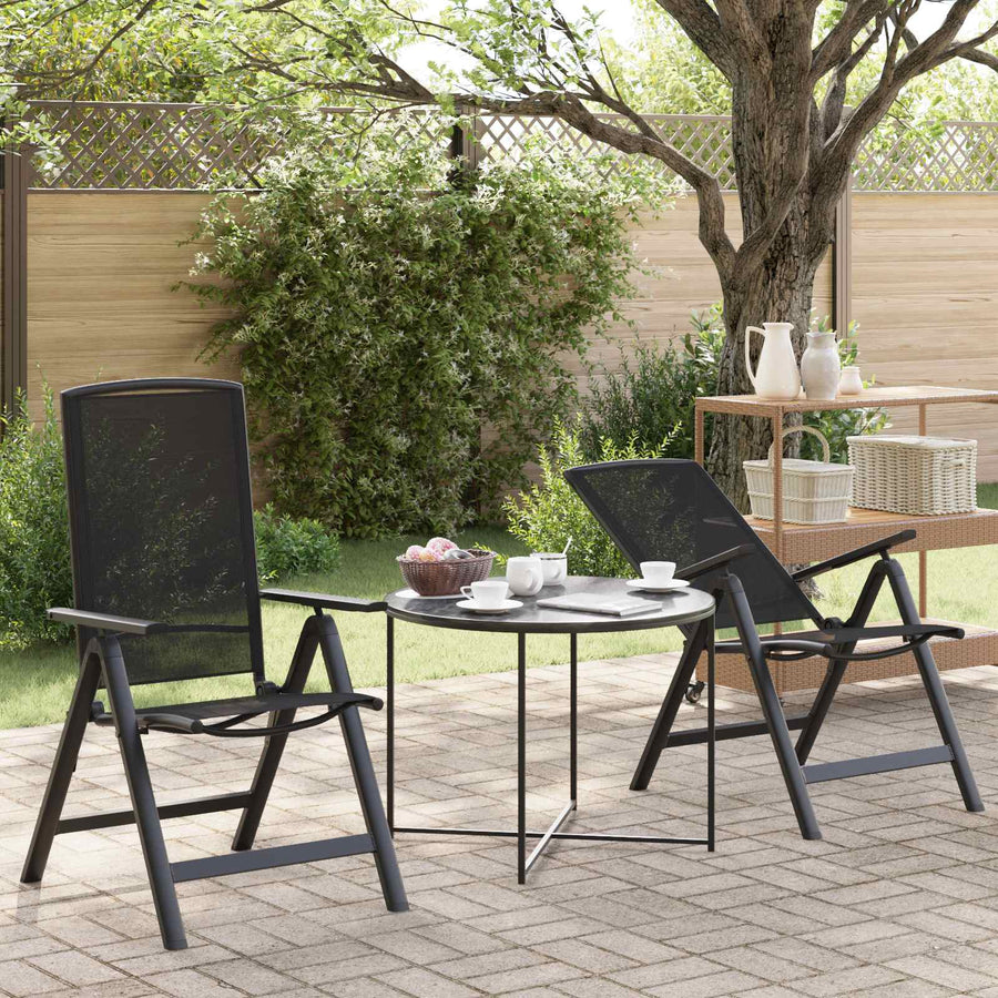 Recliner Tuinstoelen 2 pcs Zwart 58 x 71 x 112 cm Textileen