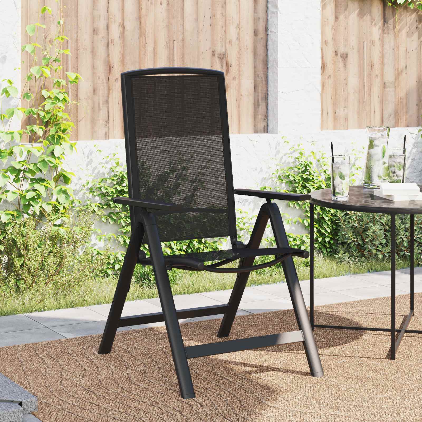 Recliner Tuinstoelen 2 pcs Zwart 58 x 71 x 112 cm Textileen