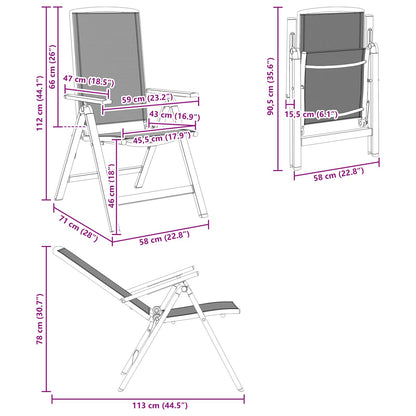 Recliner Tuinstoelen 2 pcs Zwart 58 x 71 x 112 cm Textileen