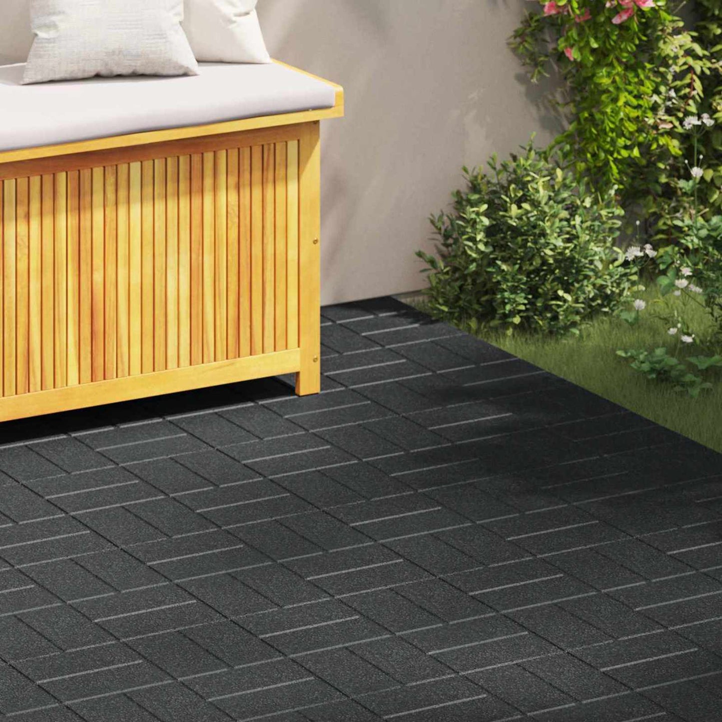 Stapsteen 6 pcs Zwart 40,5 x 40,5 x 2 cm Rubber