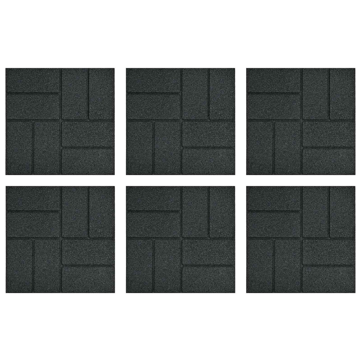 Stapsteen 6 pcs Zwart 40,5 x 40,5 x 2 cm Rubber