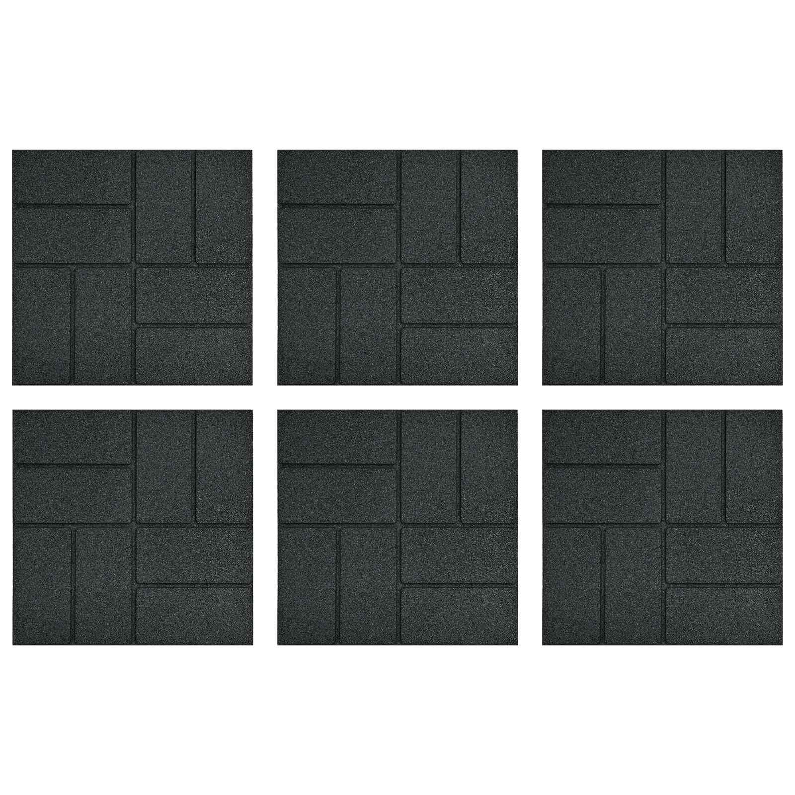 Stapsteen 6 pcs Zwart 40,5 x 40,5 x 2 cm Rubber