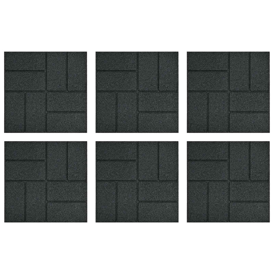 Stapsteen 6 pcs Zwart 40,5 x 40,5 x 2 cm Rubber