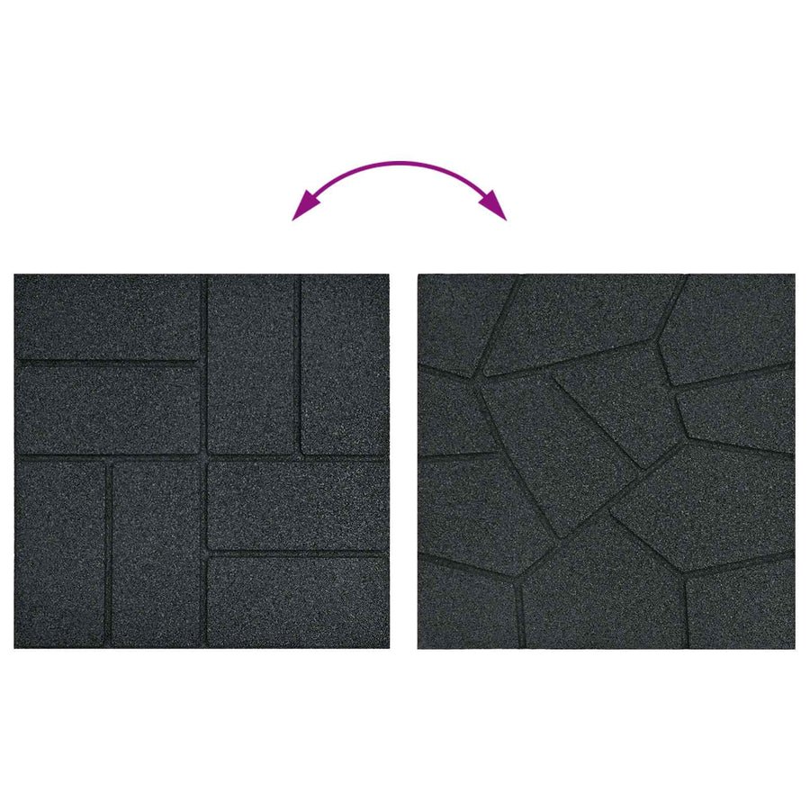 Stapsteen 6 pcs Zwart 40,5 x 40,5 x 2 cm Rubber