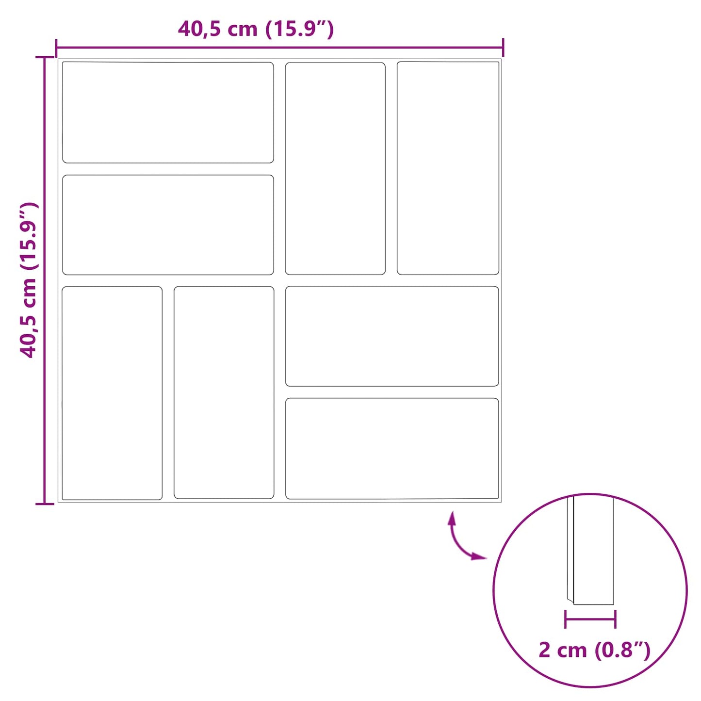Stapsteen 6 pcs Zwart 40,5 x 40,5 x 2 cm Rubber