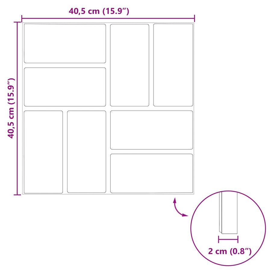 Stapsteen 6 pcs Zwart 40,5 x 40,5 x 2 cm Rubber