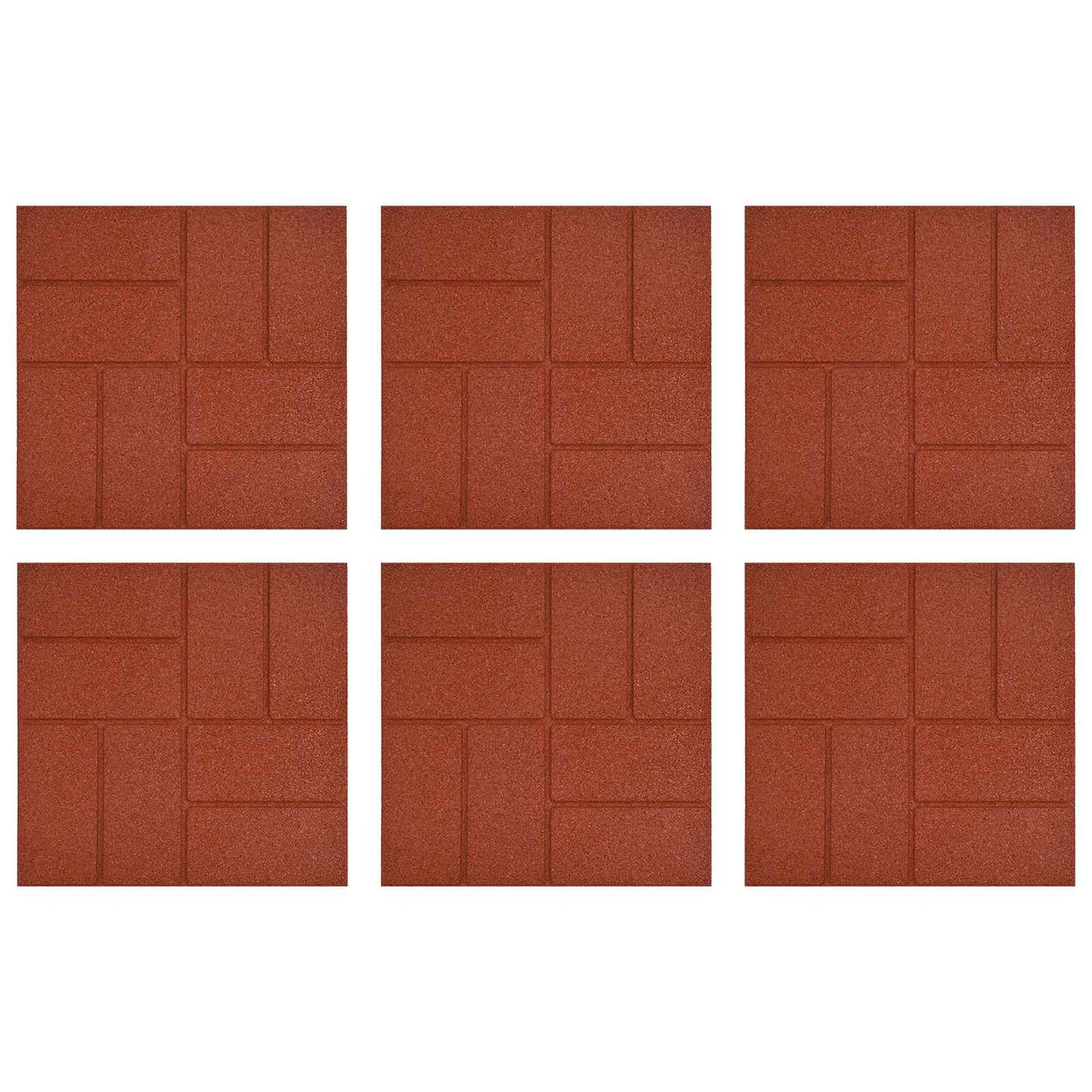 Stapsteen 6 pcs Rood 40,5 x 40,5 x 2 cm Rubber