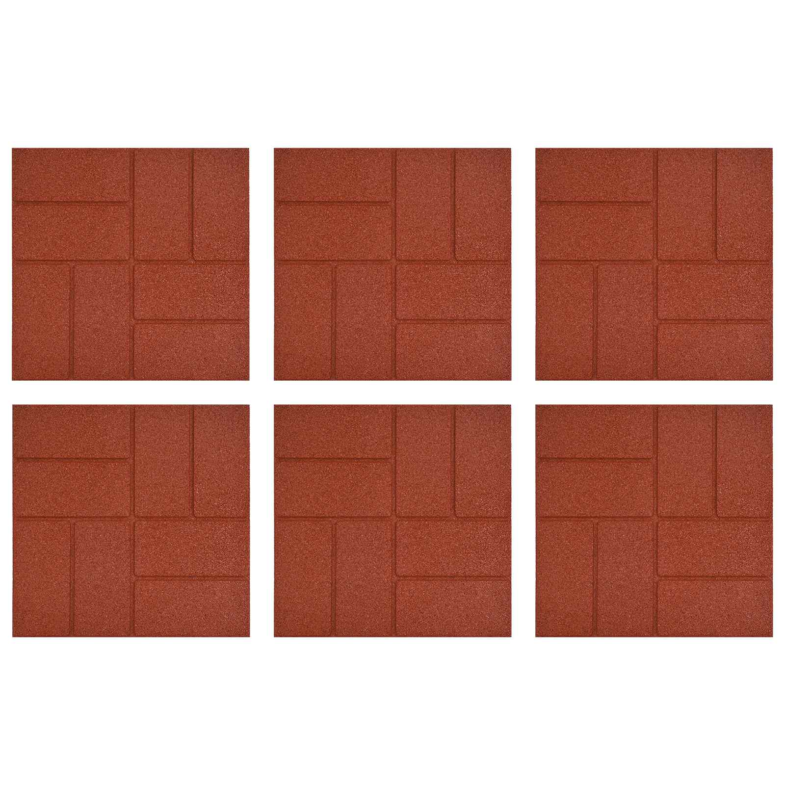 Stapsteen 6 pcs Rood 40,5 x 40,5 x 2 cm Rubber