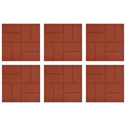 Stapsteen 6 pcs Rood 40,5 x 40,5 x 2 cm Rubber