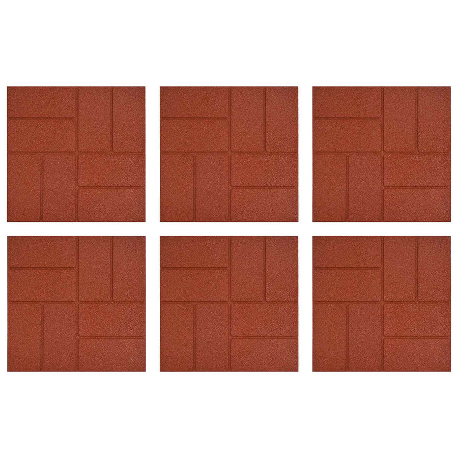 Stapsteen 6 pcs Rood 40,5 x 40,5 x 2 cm Rubber