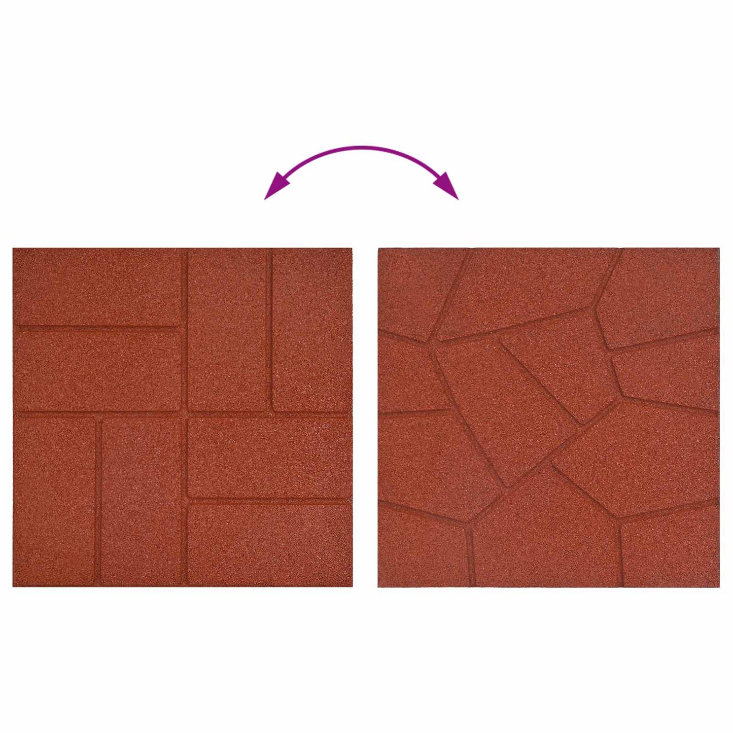 Stapsteen 6 pcs Rood 40,5 x 40,5 x 2 cm Rubber
